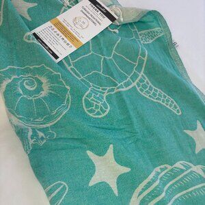 NEW Viventive Turkish Peshtemal Turquoise White Towel Beach Quick Dry 100%Cotton